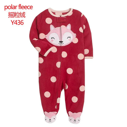 Adorable Animal-Themed Baby Footed Pajamas, Cozy Long-Sleeve Sleepers with Zipper Closure, Soft and Warm Infant Onesies, Various Cute Designs for Boys and Girls