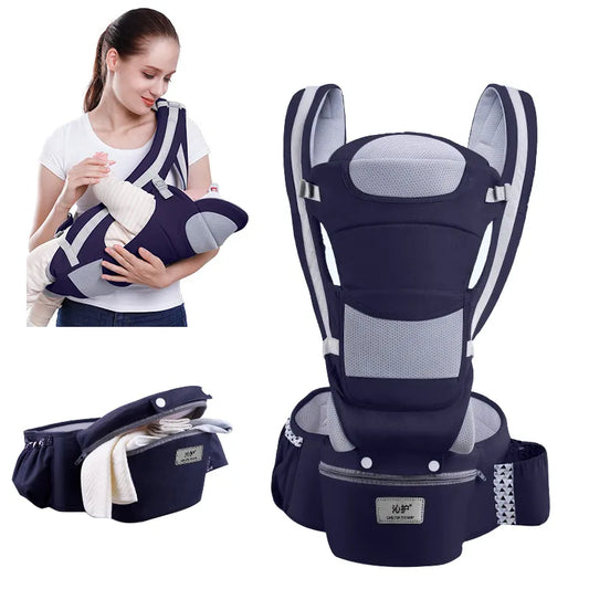 Ergonomic Baby Carrier with Adjustable Straps, Breathable Mesh, and Hip Seat for Maximum Comfort and Support