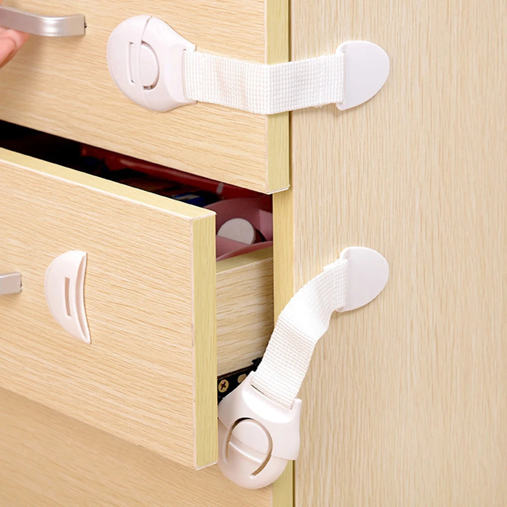 Adjustable Child Safety Cabinet and Drawer Locks with Strong Adhesive and Easy-to-Use Latch System, Pack of 10 for Comprehensive Home Safety