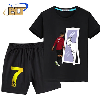 Stylish Soccer Star T-Shirt and Shorts Set for Kids – Perfect for Young Football Fans