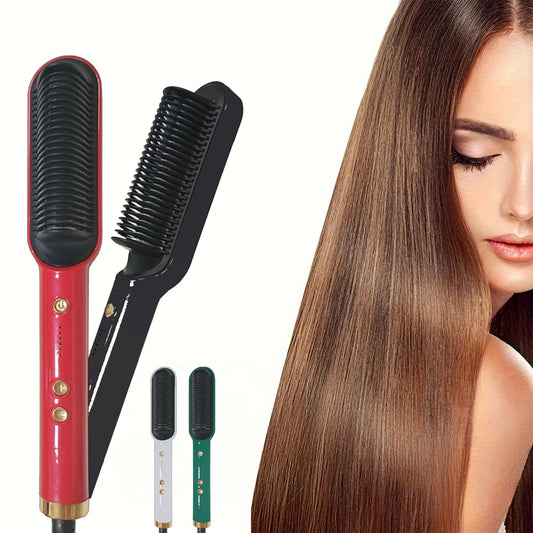 Professional Hair Straightening Brush with Ionic Technology and Adjustable Heat Settings for Smooth, Frizz-Free Hair Styling