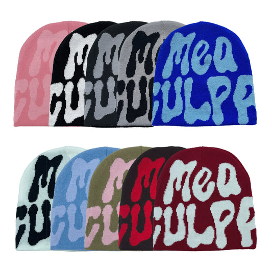 Stylish Knit Beanie with Bold Graphic Design