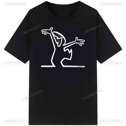 Men's Short Sleeve T-Shirt with Abstract Graphic Print and Minimalist Design for Casual and Streetwear Fashion