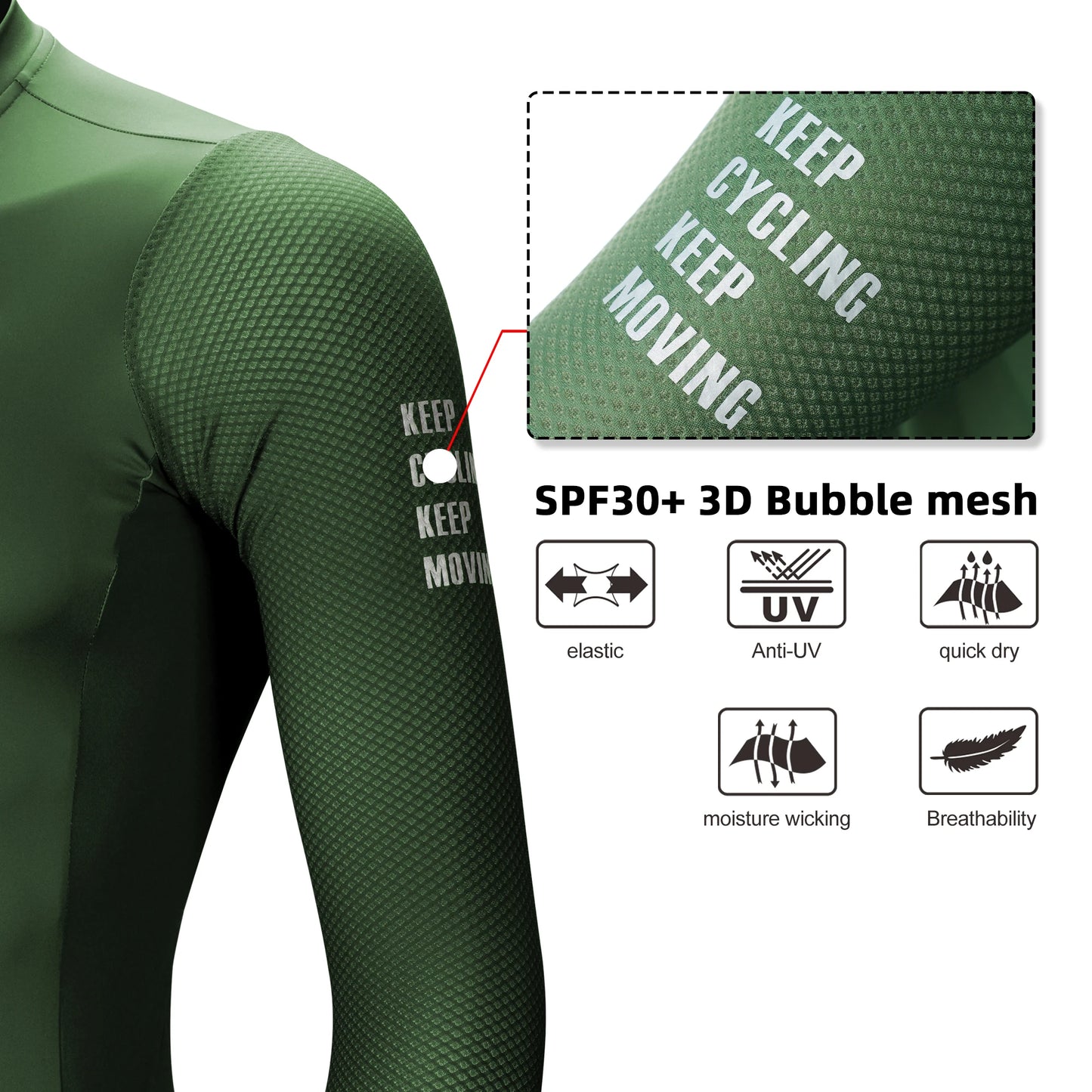 Men's Full-Zip Long Sleeve Cycling Jersey with Breathable Mesh Panels and Moisture-Wicking Fabric