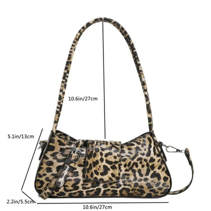 Chic Leopard Print Shoulder Bag with Flap Closure and Fashionable Design