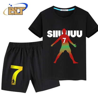 Stylish Soccer Star T-Shirt and Shorts Set for Kids – Perfect for Young Football Fans