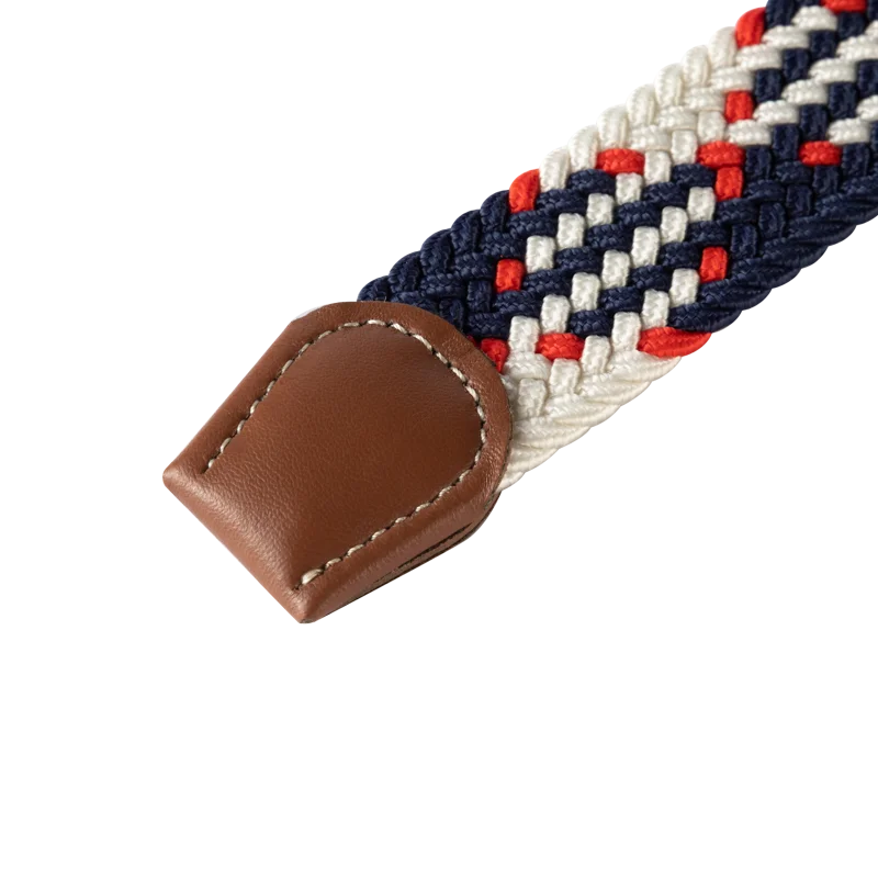 Elastic Braided Stretch Belt with Leather Accents and Metal Buckle for Men and Women’s Casual and Outdoor Wear