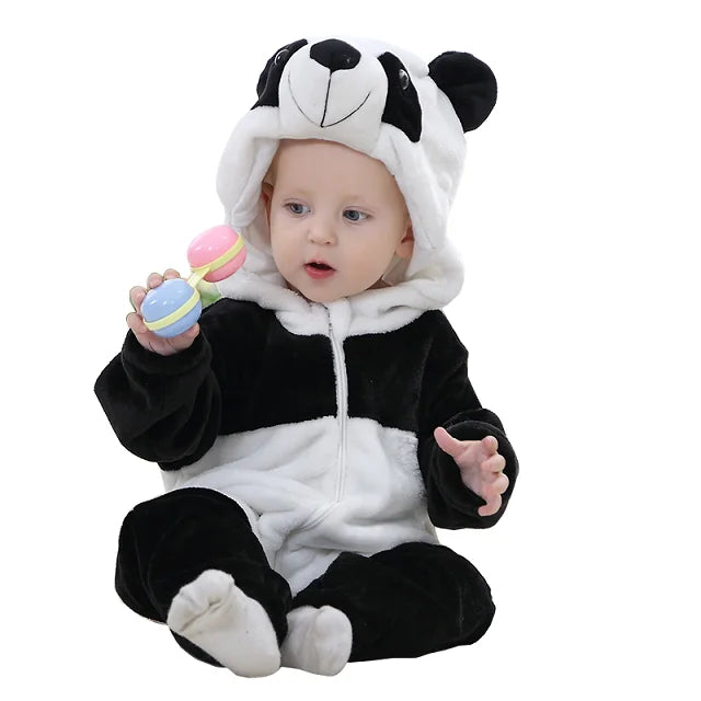 Adorable Animal Themed Fleece Onesies with Hood for Babies and Toddlers