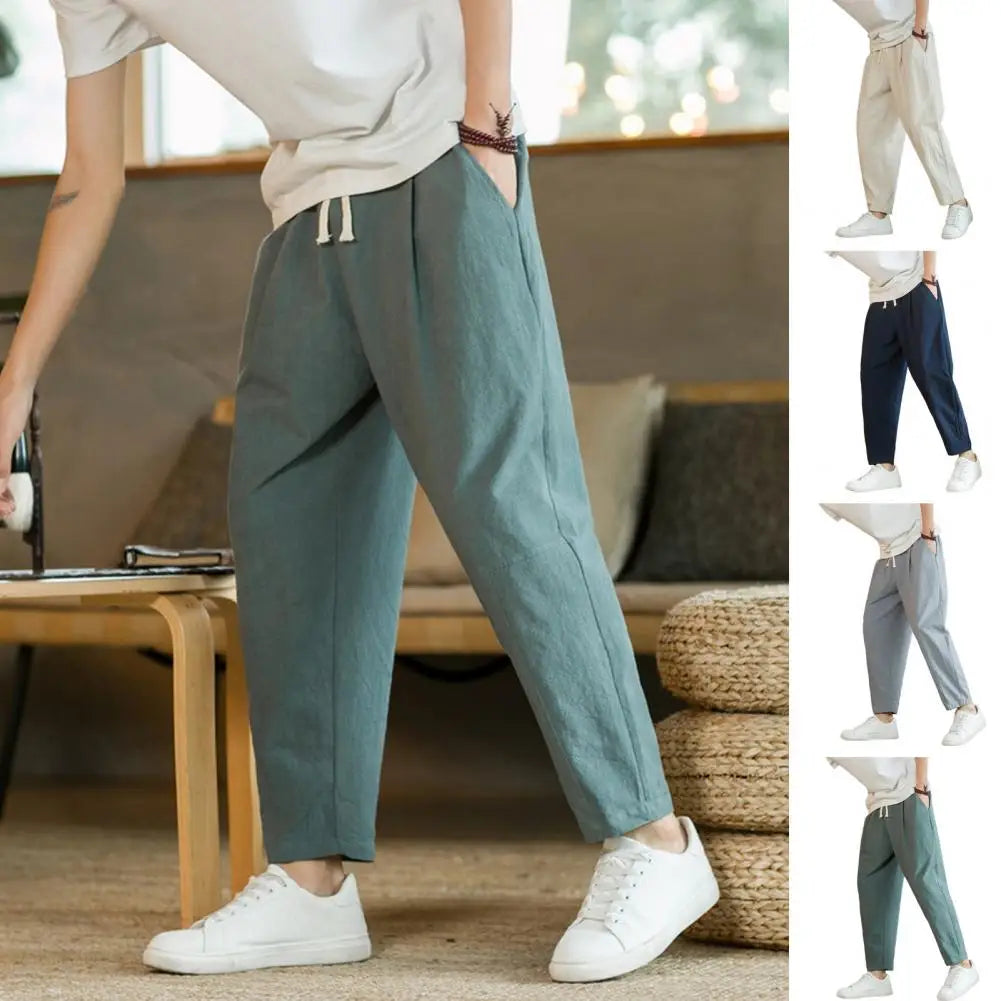 Comfortable Loose-Fit Casual Pants for Men with Elastic Waistband and Breathable Fabric, Perfect for Relaxed Outings and Everyday Wear