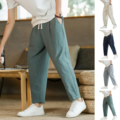 Comfortable Loose-Fit Casual Pants for Men with Elastic Waistband and Breathable Fabric, Perfect for Relaxed Outings and Everyday Wear