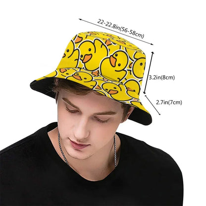 Playful Kids Bucket Hat with Adorable Duck Print and Wide Brim for Sun Protection