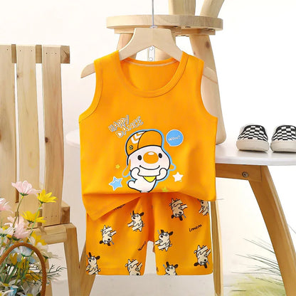 Cute Sleeveless Summer Outfits for Toddlers Featuring Playful Animal and Vehicle Designs