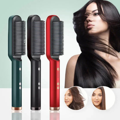 Advanced Hair Straightening Brush with Ionic Technology and Adjustable Heat Settings for Smooth, Frizz-Free Styling