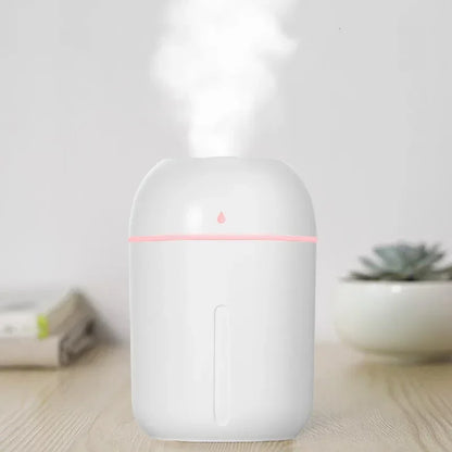 Compact Ultrasonic Humidifier with 330ML Capacity and LED Night Light for Comfortable Sleep and Relaxing Atmosphere