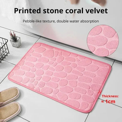 Soft and Absorbent Memory Foam Bath Mat with Non-Slip Backing and Textured Design for Comfortable and Safe Bathroom Uses