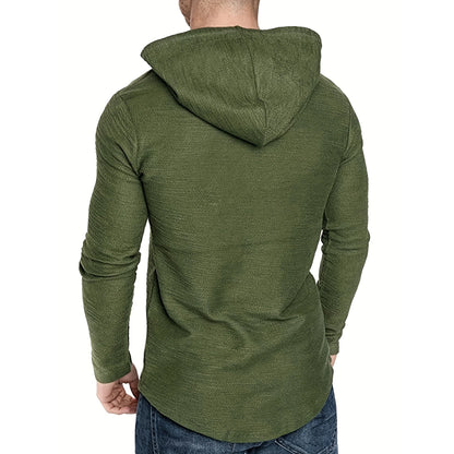 Slim-Fit Long-Sleeve Pullover Hoodie with Adjustable Drawstrings for Casual and Athletic Wear