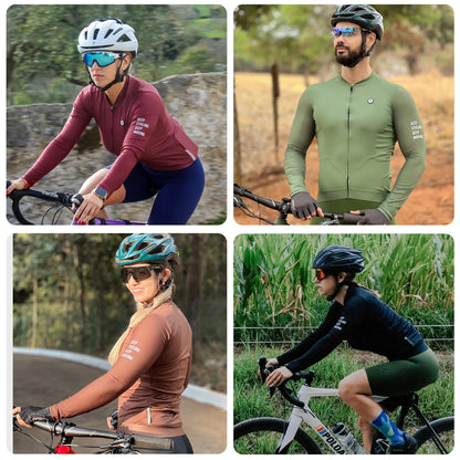 Men's and Women's Cycling Jerseys with Short and Long Sleeves, Featuring Full Zipper, Breathable Fabric, and Moisture-Wicking Technology for All-Season Performance and Comfort