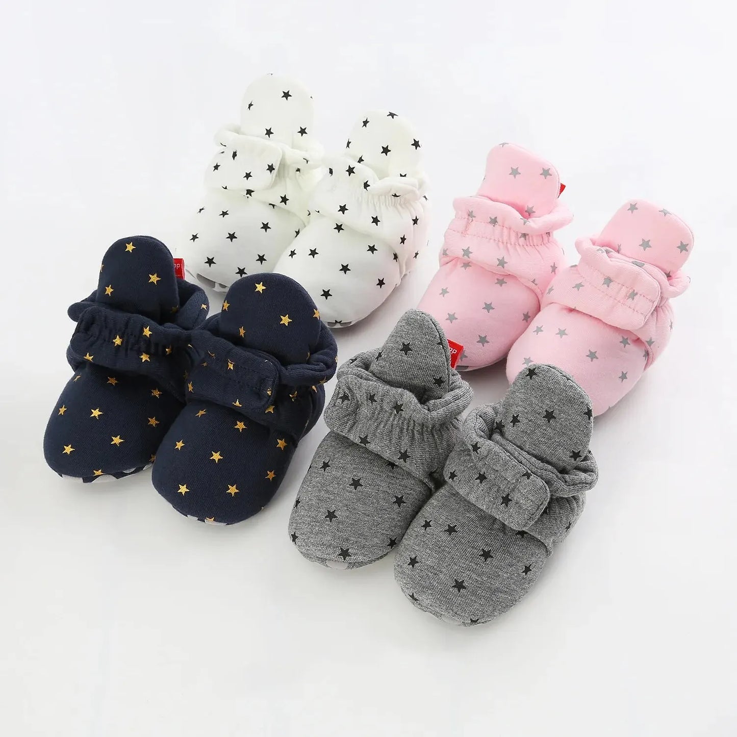 Soft Baby Booties with Starry Print and Anti-Slip Soles