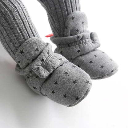 Soft Baby Booties with Starry Print and Anti-Slip Soles