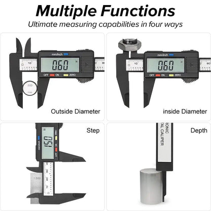 Electronic Digital Caliper with LCD Display, Metric and Imperial Measurement Modes, and Precision Accuracy for Professional and DIY Use