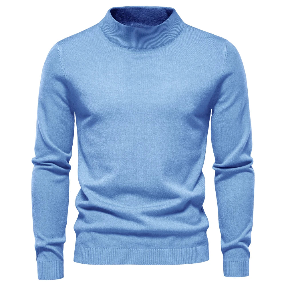 Men's Slim-Fit Turtleneck Sweater with Ribbed Detailing and Long Sleeves, Designed for Warmth and Style in a Comfortable Casual Fit