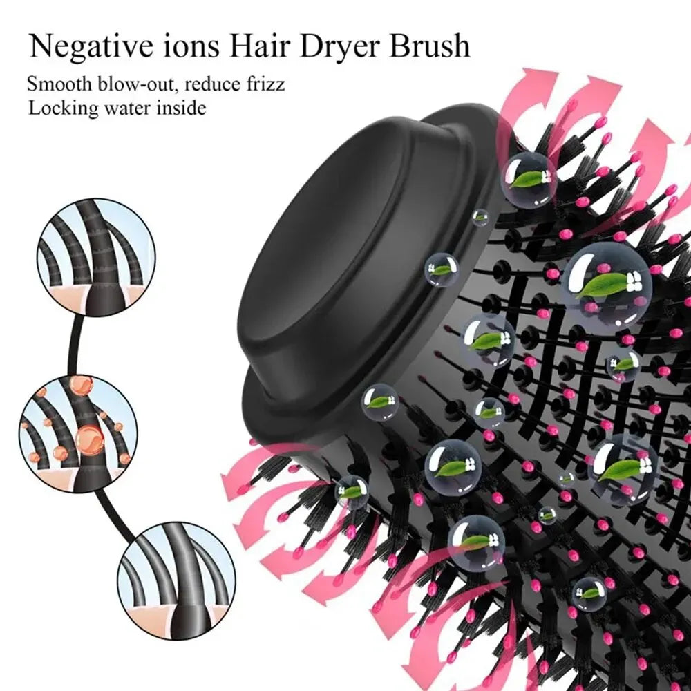 3-in-1 Hot Air Comb for Blow Drying, Curling, and Straightening Hair with Multi-Function Styling Capability