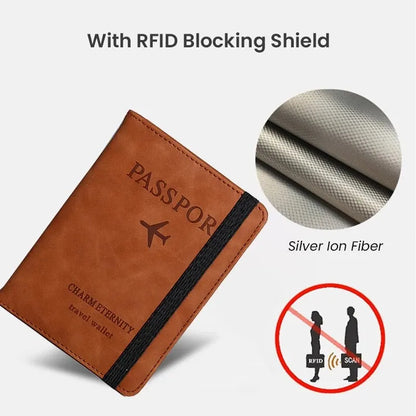 RFID Blocking Travel Wallet with Passport Holder and Multiple Card Slots for Secure Travel Organization