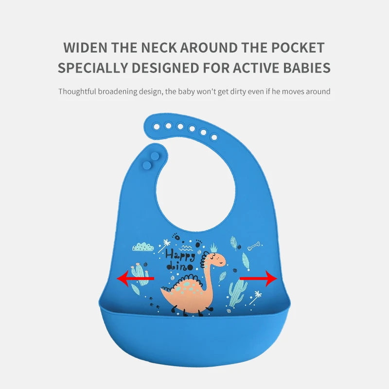 Waterproof Baby Bibs with Adjustable Closure and Cute Dinosaur Designs for Mealtime Protection and Easy Cleanup