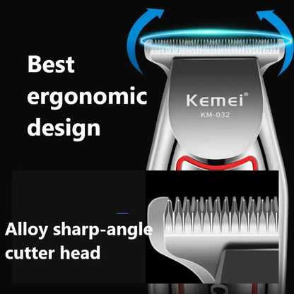 Kemei Professional Hair Clipper with Precision Trimming Blades, USB Charging, and Multiple Guide Combs for Versatile Haircutting and Grooming