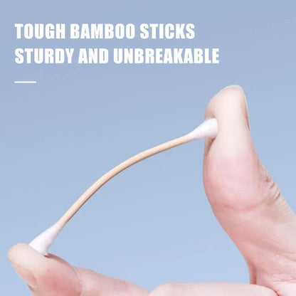 Pack of 100 Eco-Friendly Bamboo Cotton Swabs for Gentle Cleaning and Hygienic Use