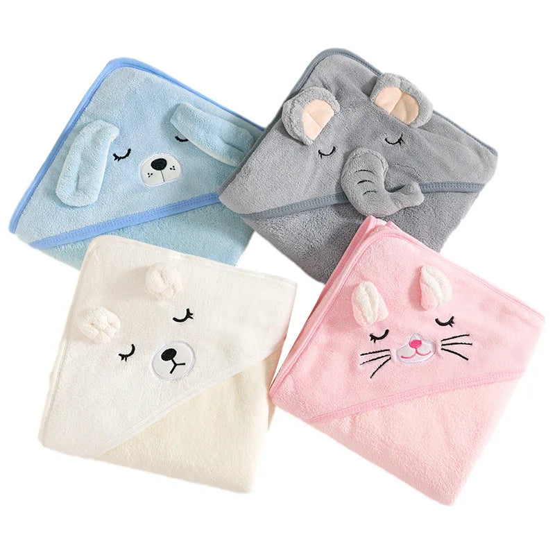 Hooded Baby Bath Towels with Adorable Animal Designs and Soft, Absorbent Material for Newborns and Toddlers