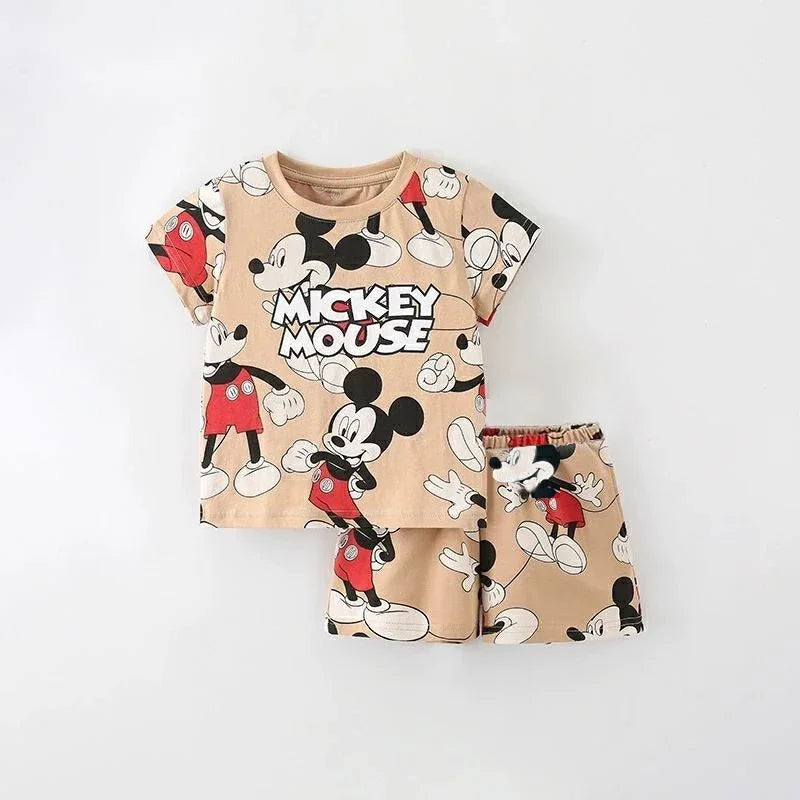 Toddler's Mickey Mouse Print Short Sleeve T-Shirt and Shorts Set