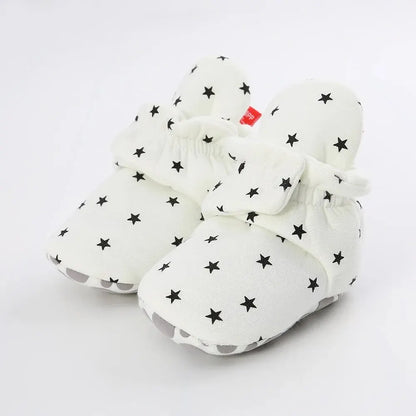 Soft Baby Booties with Starry Print and Anti-Slip Soles