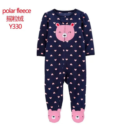 Adorable Animal-Themed Baby Footed Pajamas, Cozy Long-Sleeve Sleepers with Zipper Closure, Soft and Warm Infant Onesies, Various Cute Designs for Boys and Girls