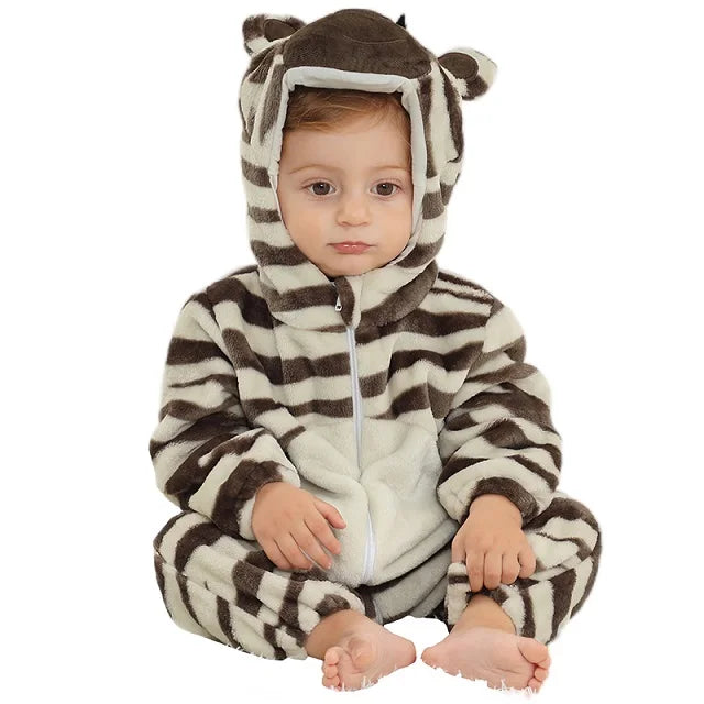 Adorable Animal Themed Fleece Onesies with Hood for Babies and Toddlers