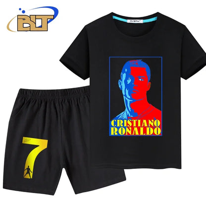 Stylish Soccer Star T-Shirt and Shorts Set for Kids – Perfect for Young Football Fans