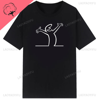 Men's Short Sleeve T-Shirt with Abstract Graphic Print and Minimalist Design for Casual and Streetwear Fashion