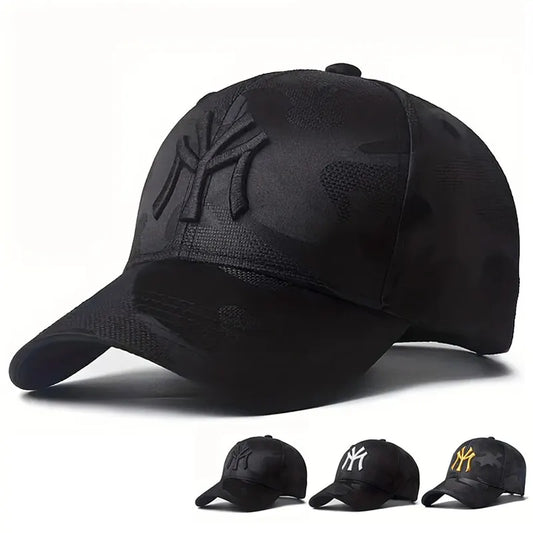 Camouflage Embroidered Baseball Cap with 3D Lettering and Adjustable Strap for Trendy Casual Wear