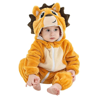 Adorable Animal Themed Fleece Onesies with Hood for Babies and Toddlers