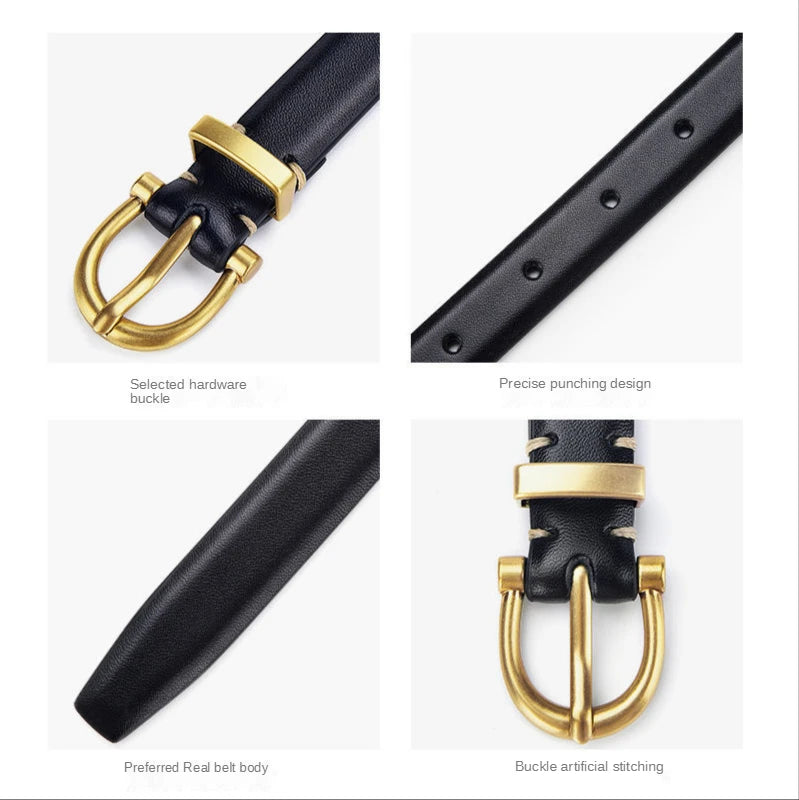 Slim Fashion Belt for Women with Elegant Gold Buckle, Perfect for Pairing with Jeans, Dresses, and Skirts