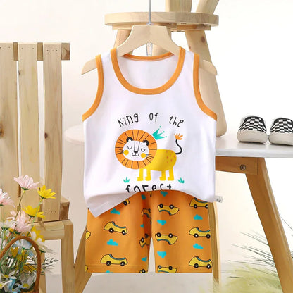 Cute Sleeveless Summer Outfits for Toddlers Featuring Playful Animal and Vehicle Designs