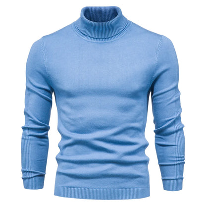 Men's Slim-Fit Turtleneck Sweater with Ribbed Detailing and Long Sleeves, Designed for Warmth and Style in a Comfortable Casual Fit