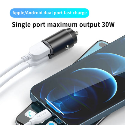 200W Dual USB Car Charger with Fast Charging Technology, Compact Design, and Universal Compatibility for Smartphones and Tablets