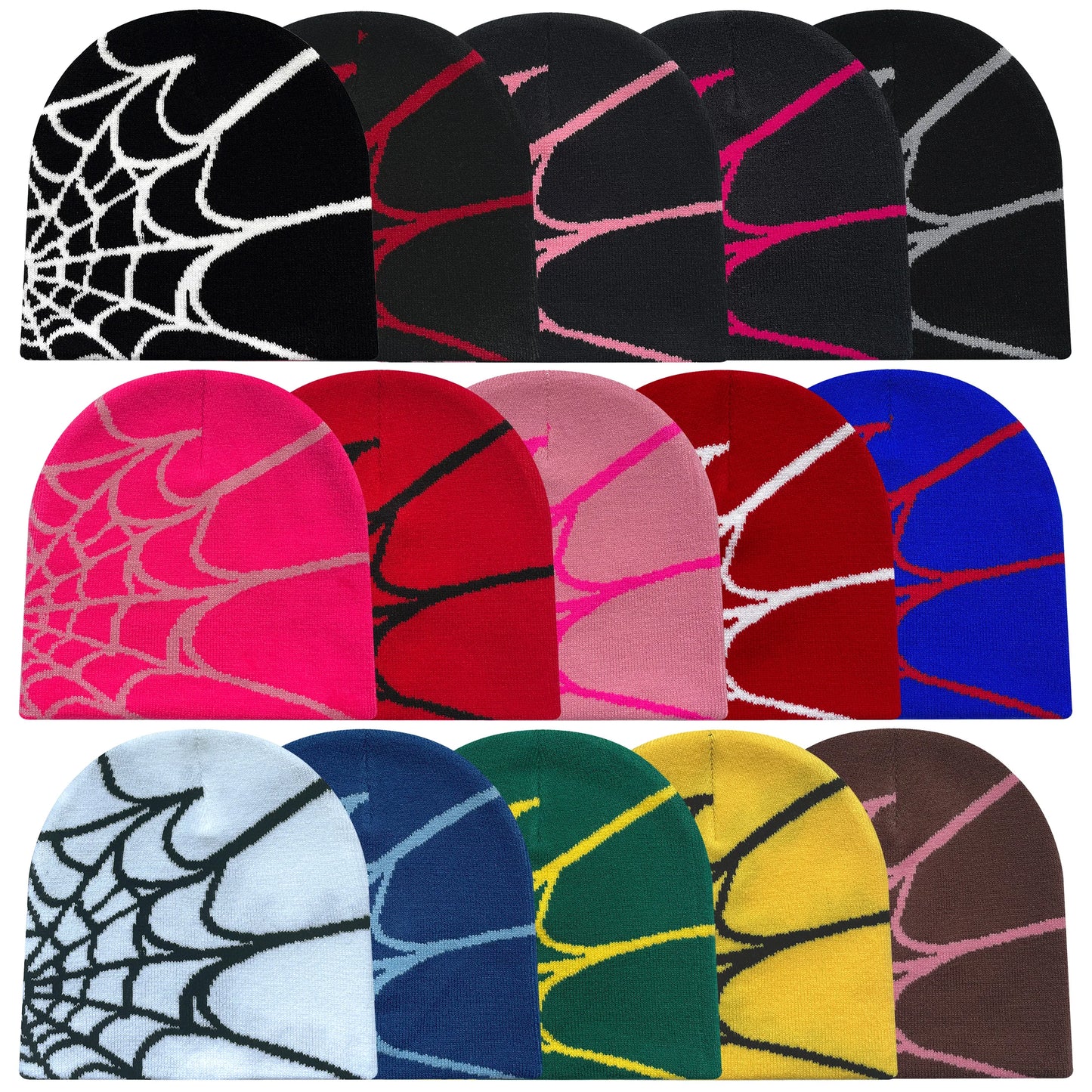 Spider-Web Patterned Knit Beanie, Soft and Stretchy Winter Hat for Unisex Casual Wear, Available in Multiple Color Options