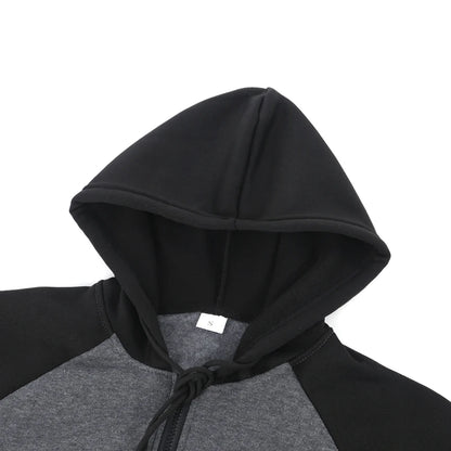 Men's Full-Zip Hooded Sweatshirt with Contrasting Sleeves, Adjustable Drawstring, and Comfortable Fit for Casual and Athletic Wear