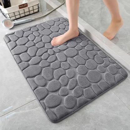 Non-Slip Absorbent Bath Mat with Soft Pebble Design for Bathroom and Shower Use