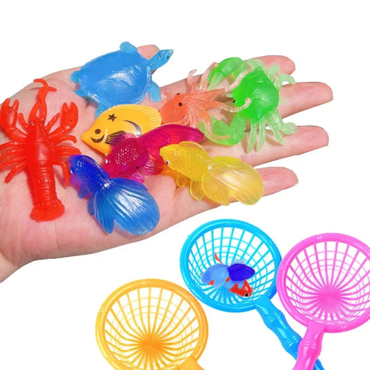 Kids' Bath Time Toy Set with Floating Sea Creatures and Scoop Nets for Fun Water Play and Learning