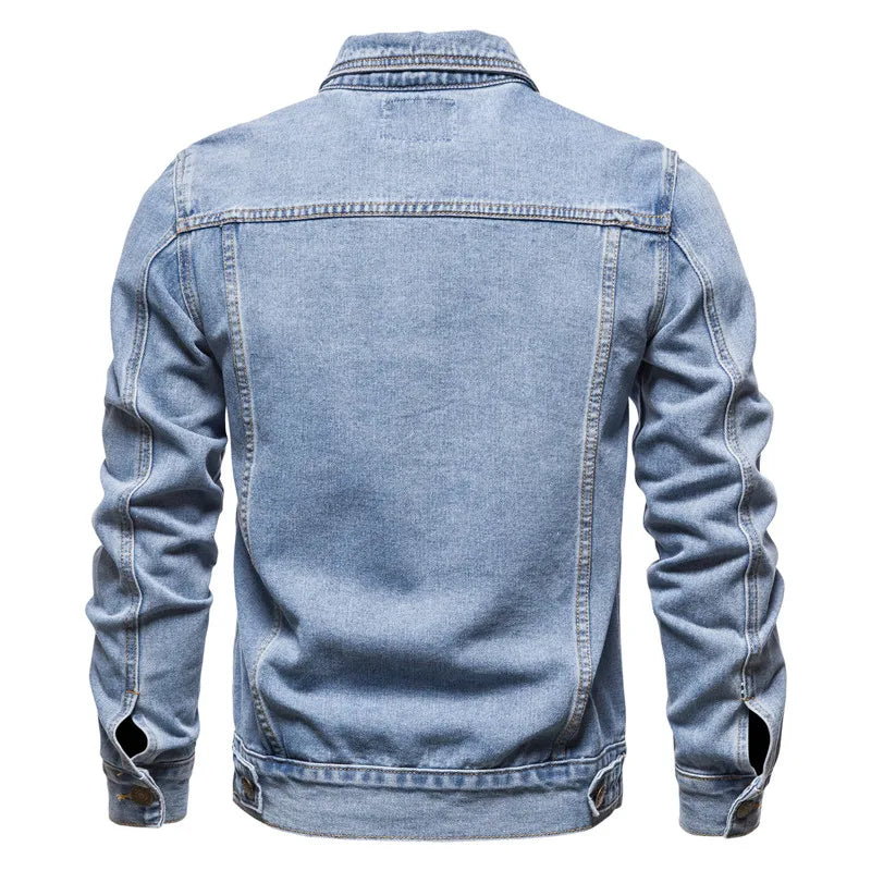 Men's Classic Denim Jacket with Button Closure and Chest Pockets, Perfect for Casual Wear and Layering