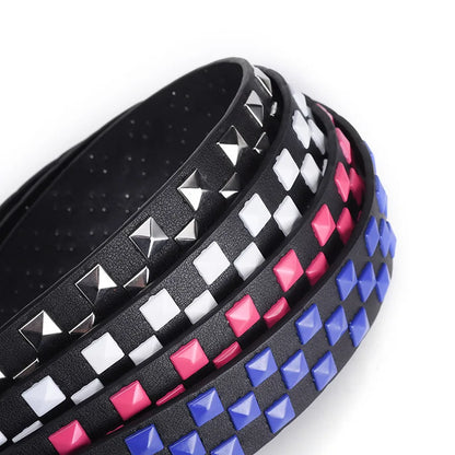 Studded Faux Leather Punk Rock Belt with Square Buckle Design for Men and Women