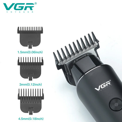 VGR Professional Hair Trimmer with LED Display, USB Charging, and Multiple Guide Combs for Precision Hair Cutting and Grooming